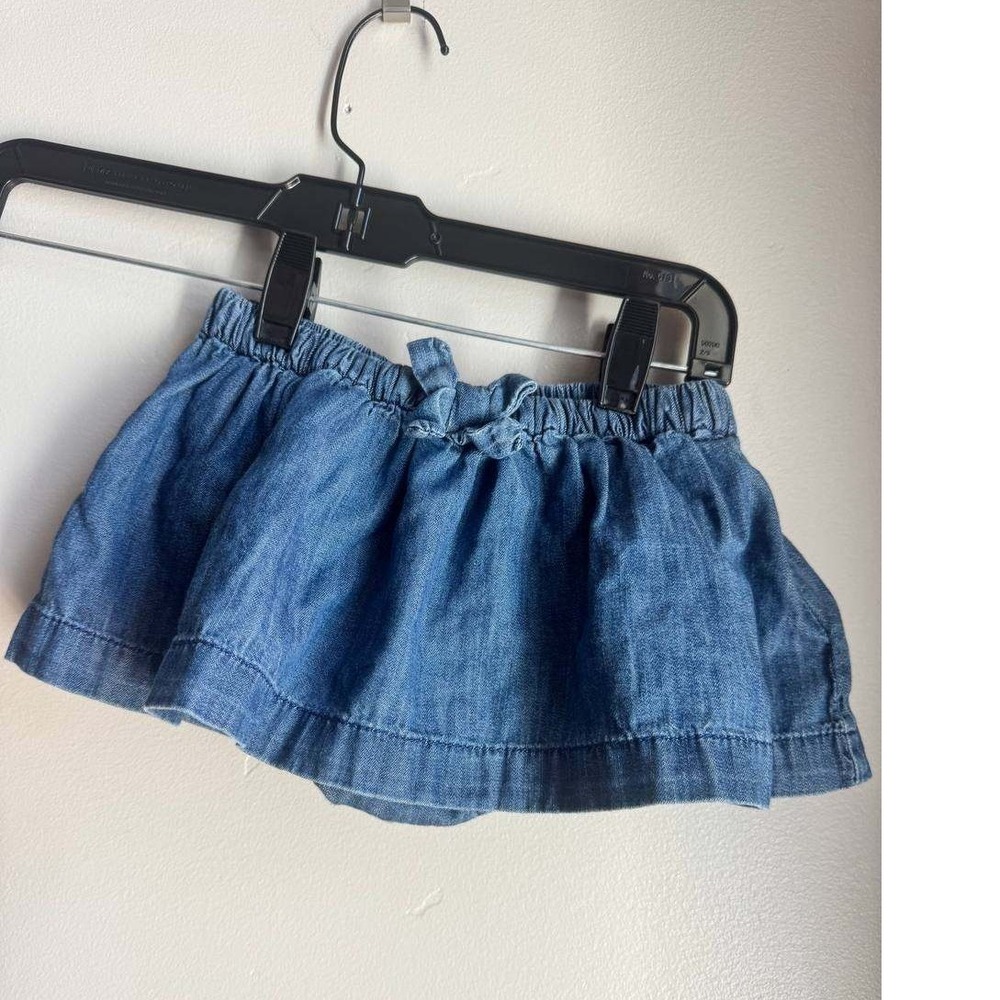 babyGAP Chambray Denim Ruffle Skort Built In Bloomers Light Wash 12-18M Scandi